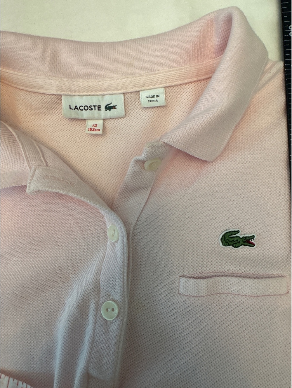 Girls’ Pink Lacoste Shirt Dress 12